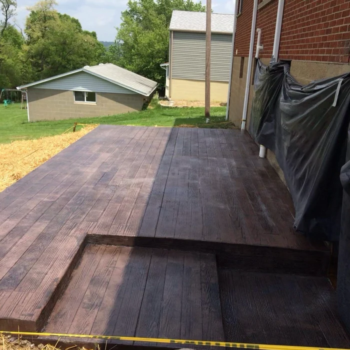 Stamped Wood Concrete Patio
